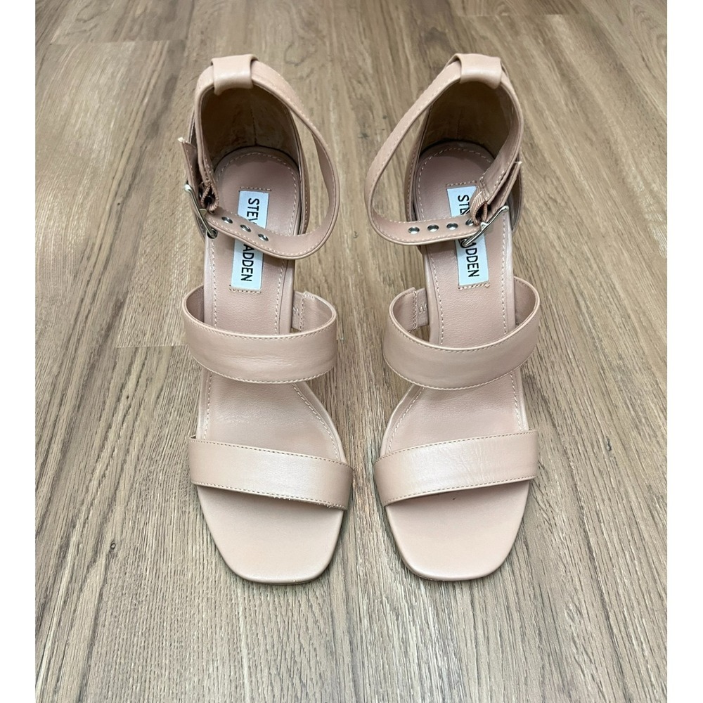 Steve Madden Jelena Tan Leather Heels Size 8 Ankle Strap Stiletto